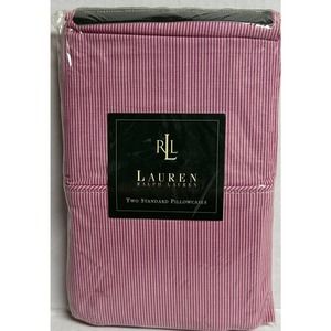 Ralph Lauren Cape May Narrow Pink White Pin Stripe Standard Pillowcases Made USA